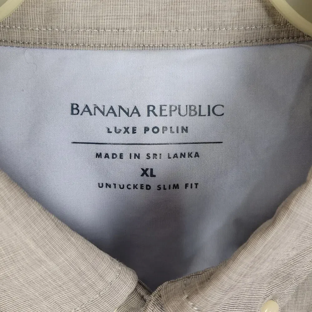 Banana Republic Luxe Poplin untucked slim fit button up Size XL Grey Watermelon